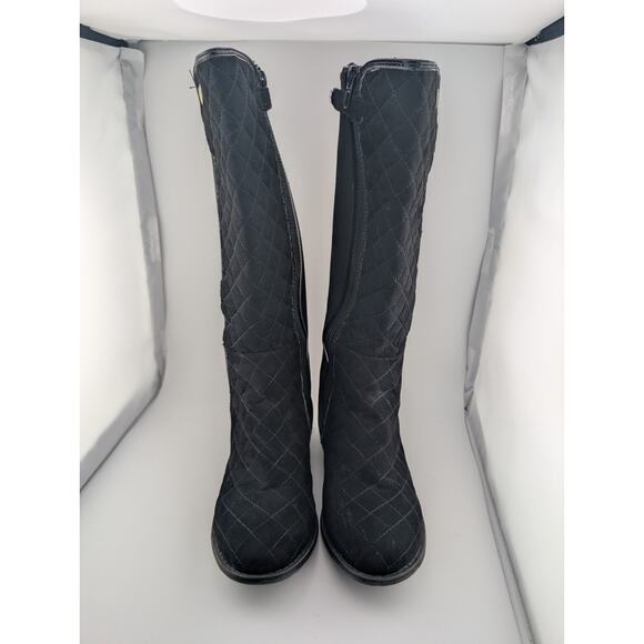 Stuart Weitzman Girls Size 3 Black Riding Boots Quilted 14" Knee High - Picture 2 of 11